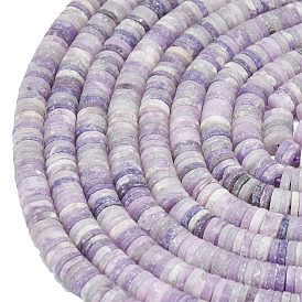 1 нити натуральных бусин из лепидолита/фиолетовой слюды, матовые, дисковые бусы, Heishi бусы