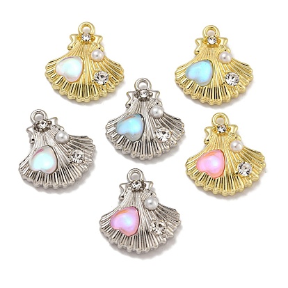 Стойки обшивки кулон сплава, со стразами, стеклом и АБС-пластиком, без свинца и без кадмия, форма ракушки и сердце