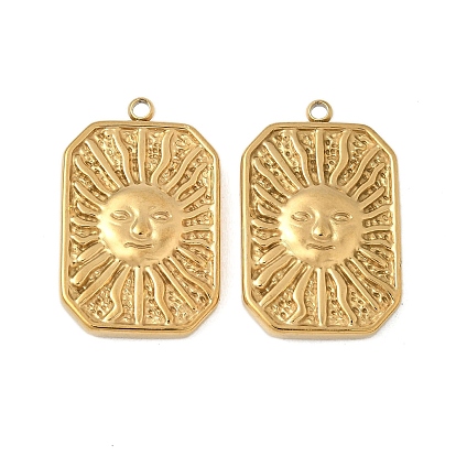 304 подвески из нержавеющей стали, прямоугольник с солнечными чарами, ионное покрытие (ip)