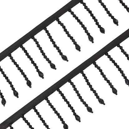 Полиэстеровая лента с морщинами, кружевной отделкой, со стеклянными бусинами и картонной карточкой