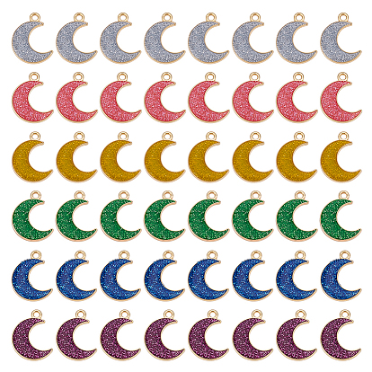 48 шт 6 цвета сплава эмалевые подвески, с блеском порошок, лунное очарование, золотые