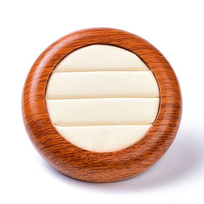 Support de bague en bois de velours de mode, affichage des bijoux, plat rond