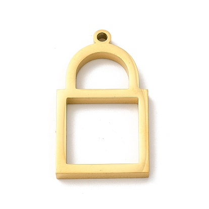 Ion Plating(IP) 304 Stainless Steel Open Back Bezel Pendants, For DIY UV Resin, Epoxy Resin, Pressed Flower Jewelry, Lock