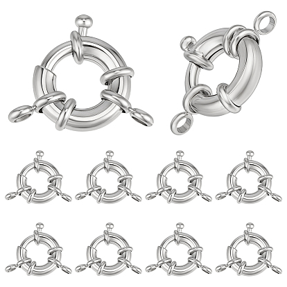 10Pcs Rack Plating Brass Spring Ring Clasps, Long-Lasting Plated, Lead Free & Cadmium Free