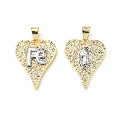 Латунные микропаве прозрачные подвески с фианитом, сердце