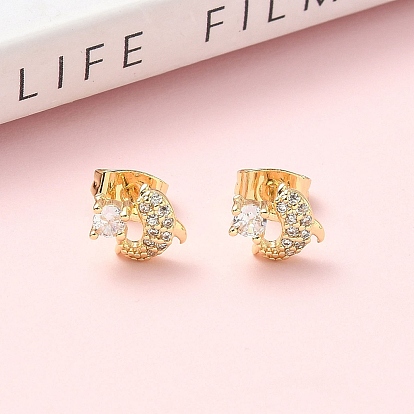 Серьги-гвоздики из латунного микро-паве, стойки покрытие, без кадмия и без свинца