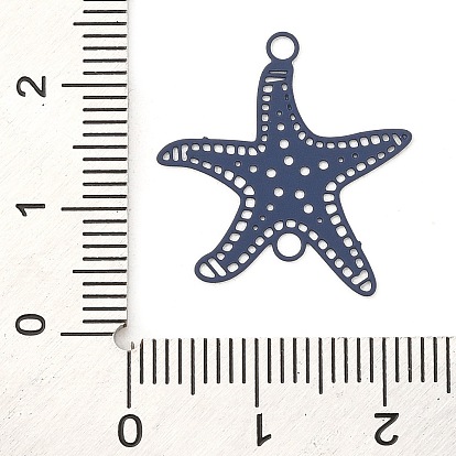430 Stainless Steel Connector Charms, Etched Metal Embellishments, Starfish Links