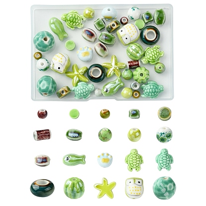 20 стили фарфоровых керамических бусин ручной работы, разнообразные