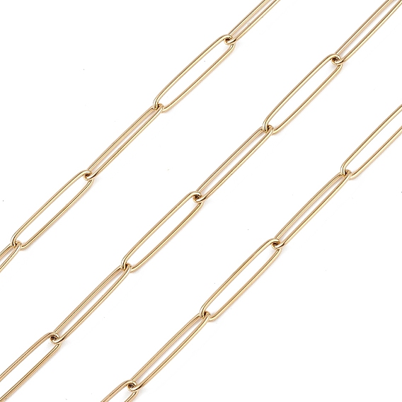 304 Stainless Steel Paperclip Chains, Unwelded, with Spool