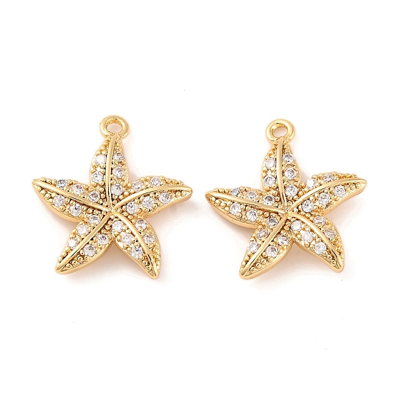 Латунные микропаве прозрачные подвески с фианитом, без кадмия, без никеля и без свинца, морская звезда