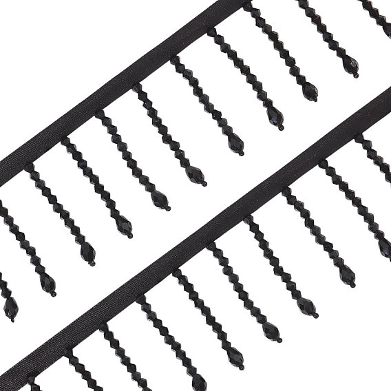 Полиэстеровая лента с морщинами, кружевной отделкой, со стеклянными бусинами и картонной карточкой