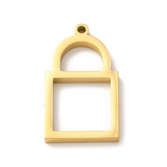 Ion Plating(IP) 304 Stainless Steel Open Back Bezel Pendants, For DIY UV Resin, Epoxy Resin, Pressed Flower Jewelry, Lock