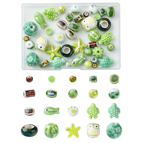 20 стили фарфоровых керамических бусин ручной работы, разнообразные