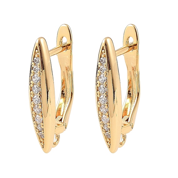 SHEGRACE Brass Micro Pave Cubic Zirconia Hoop Earring Findings, with Loop, Cadmium Free & Lead Free & Nickel Free