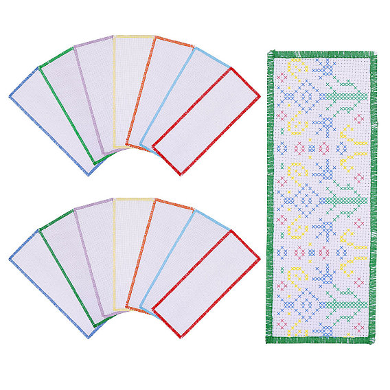 28 pièces 7 couleurs marque-pages vierges en coton, pour la réalisation de points de croix, rectangle
