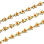 Brass Link Chains, with Enamel, Spool, Long-Lasting Plated, Unwelded, Star