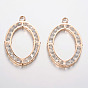 Oval Eisen Strass große Anhänger, 67x45x5 mm, Bohrung: 6 mm