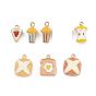 Подвески из латунного сплава, с эмалью, стойки покрытие, золотые