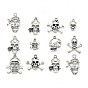 Tibetan Style Pendants, Skull, Mixed Style, 25~62x15~50x1.5~5.5mm, Hole: 1~4.5mm