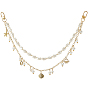 1Pc Ocean Acrylic Pearl Bead with Cable Chain Bag Decorative Chains, with Alloy Swivel Clasps and Brass Pendants, Bag Replacement Accessories, Floral White