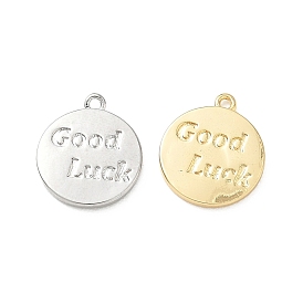 Латунные подвески, Плоский круглый талисман со словом удачи