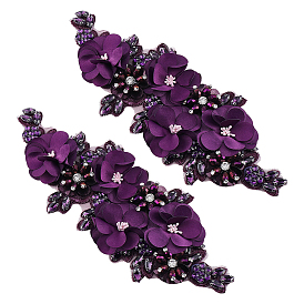 Polyester & Rhinestone Costume Accessories, Applique Patch, Sewing Craft Decoration, Flower