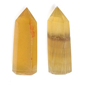 Natural Yellow Fluorite Home Decorations, Display Decoration, Healing Stone Wands, for Reiki Chakra Meditation Therapy Decos, Hexagon Prism