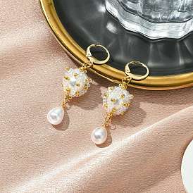 Серьги с застежкой-молнией ручной работы из стеклянных бусин и искусственного жемчуга из АБС-пластика, с 316l серьгами из хирургической нержавеющей стали, слеза