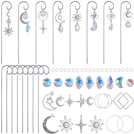 DIY Plant Label Pole Hanging Hook Making Finding Kits, Including Iron Hanging Rods, Alloy Pendants, 201 Stainless Steel Links Connector, Brass Linking Rings & Jump Ring, Glass Pendants & Links