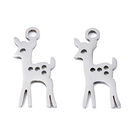 Ion Plating(IP) 201 Stainless Steel Pendants, Laser Cut, Deer