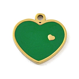 316 Surgical Stainless Steel Enamel Charms, Heart Charm, Golden