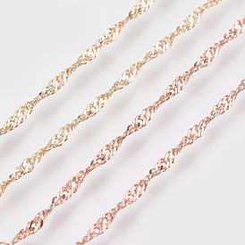 Long-Lasting Plated Brass Chain Necklaces, with Lobster Claw Clasp, Nickel Free