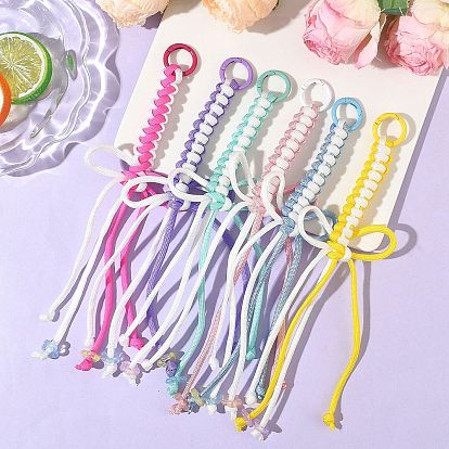 6 шт. 6 цвета полиэфирный шнур вязание бант подвеска украшения, с литыми пружинными кольцами