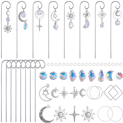 DIY Plant Label Pole Hanging Hook Making Finding Kits, Including Iron Hanging Rods, Alloy Pendants, 201 Stainless Steel Links Connector, Brass Linking Rings & Jump Ring, Glass Pendants & Links