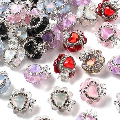 Сверкающие бусины в форме сердца из страз, причудливые бусины, с сердцем из смолы и акрилом, для телефонных цепей, кукольные брелоки и украшения своими руками