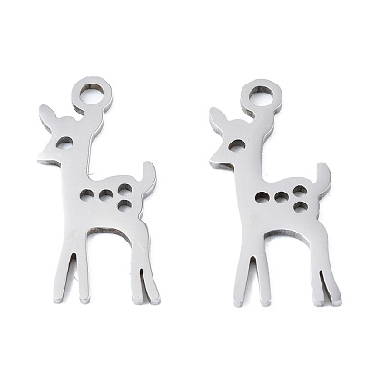 Ion Plating(IP) 201 Stainless Steel Pendants, Laser Cut, Deer