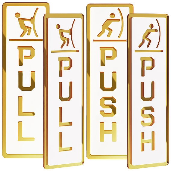 4шт 2 стили самоклеящиеся акриловые дверные знаки, прямоугольник со словом push/pull