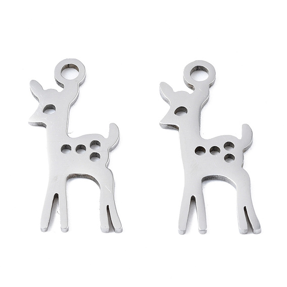 Ion Plating(IP) 201 Stainless Steel Pendants, Laser Cut, Deer