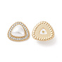 ABS Imitation Pearl Cabochons, with Alloy Rhinestone Finding, Triangle