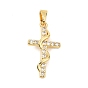 Brass Micro Pave Clear Cubic Zirconia Pendants, Cross Charms