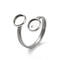304 Stainless Steel Open Cuff Ring Findings, Pad Ring Setting, Flat Round