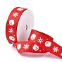 20 Yards Christmas Santa Claus Printed Polyester Grosgrain Ribbons, Flat