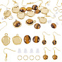 46 шт. наборы для изготовления сережек своими руками, в том числе 304 подвеска из нержавеющей стали с кабошоном, Латунные крючки для сережек и кабошоны из натурального тигрового глаза