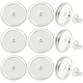 20 шт. Латунные серьги-гвоздики, плоско-круглые, с фрикционными гайками 20шт.