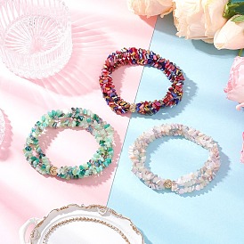 Electroplate стеклянные бусы браслеты простирания, составные браслеты для женщин, треугольные, с латунным, реальный 18 k позолоченный