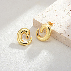 Латунные серьги-гвоздики для женщин, свиткообразный