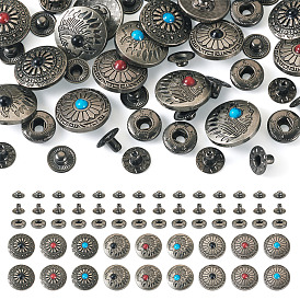 18наборы 9 стили латунные кнопки, с пластиковым буртиком, Сплав крышкой, хлопчатобумажная одежда покрывает пряжку