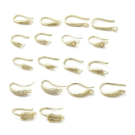 Brass Micro Pave Cubic Zirconia Earring Hooks, Long-Lasting Plated