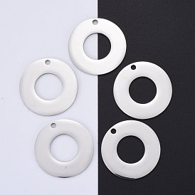 304 Stainless Steel Pendants, Manual Polishing, Stamping Blank Tag, Circle Ring