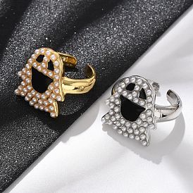 Кольца-манжеты из латуни с эмалью для женщин, без кадмия и без свинца, стойки покрытие, с ABS имитации жемчуга